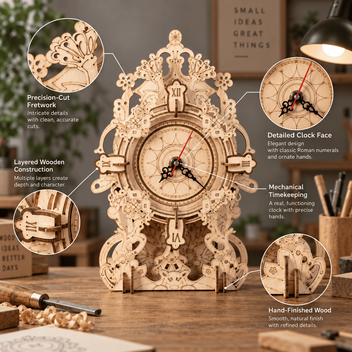The Artisan Baroque Mechanical Wooden Clock